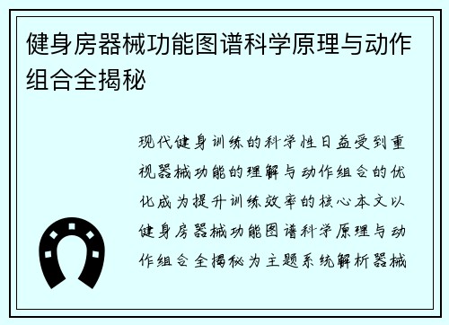 健身房器械功能图谱科学原理与动作组合全揭秘